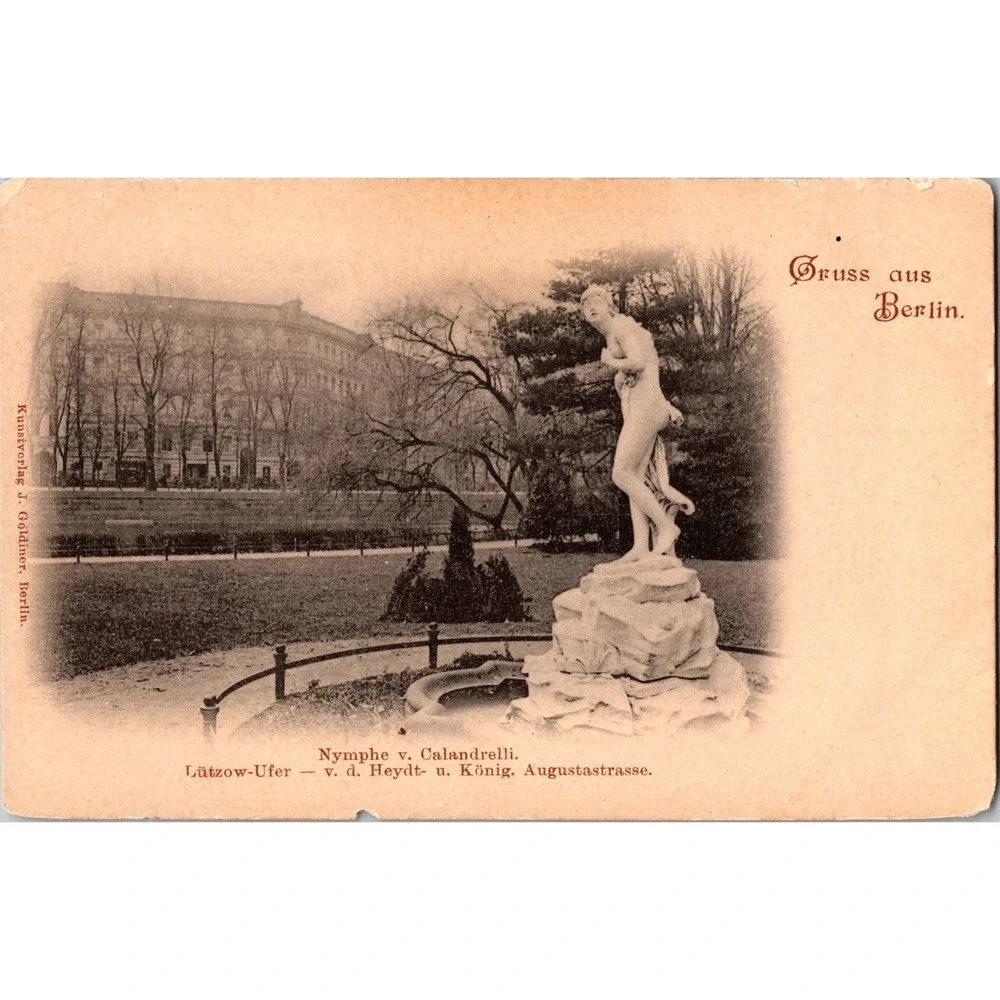 Vintage Berlin Nymphe v. Calandrelli Statue‎ Postcard Kunstverlag J Goldiner